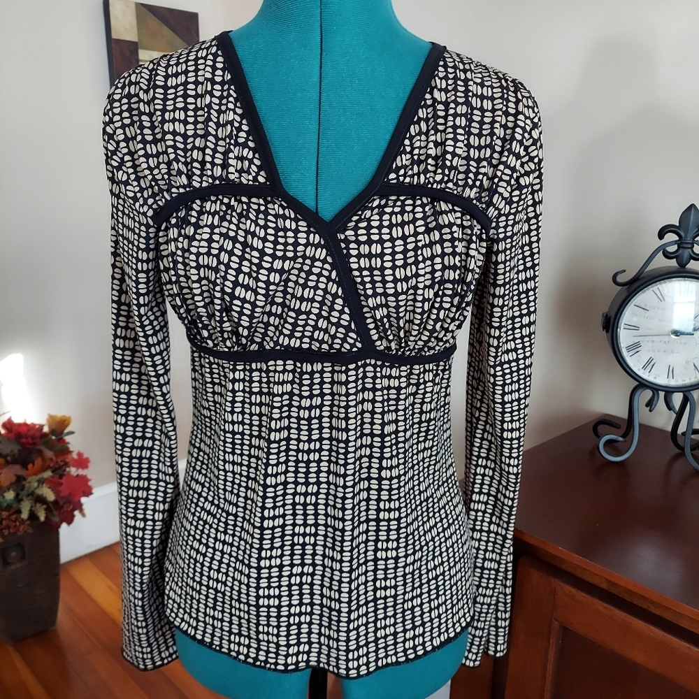 Max Studio Empire Waist Print Blouse Women's S